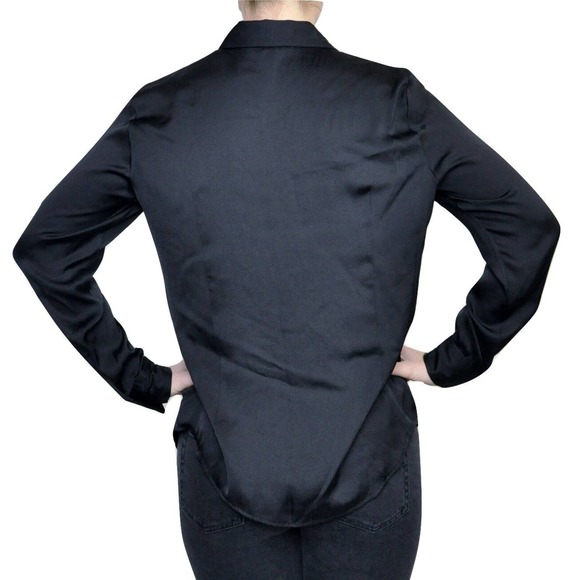 Michael Kors Long Sleeves Button Down Blouse Shirt Top Tunic Black 10 Nwt $89 - Picture 5 of 5